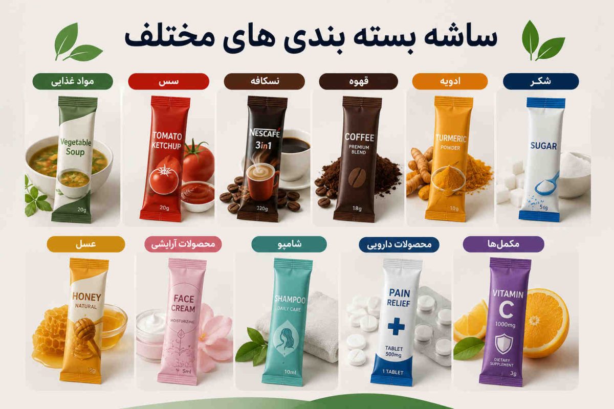 ساشه بسته بندی چیست؟ + 10 نکته مهم قبل از انتخاب ساشه 1 سفارش چاپ ساشه بسته بندی در آوان پک